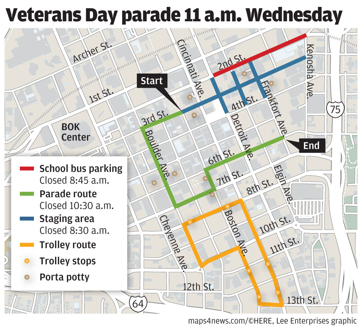 Veterans parade map